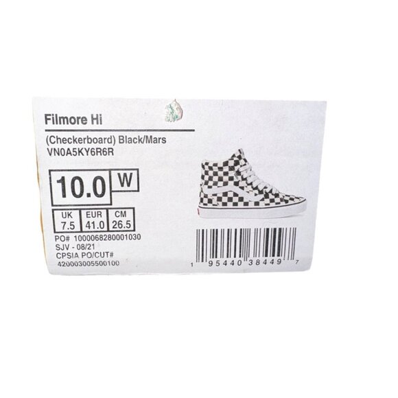 Vans Womens Filmore Hi Checkerboard Black/White Sneakers Size 10 Skater Surfer - Picture 9 of 9